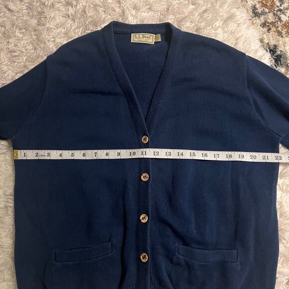 Vtg L.L.Bean Blue Made in USA Cardigan Sweater Size L - Picture 5 of 6